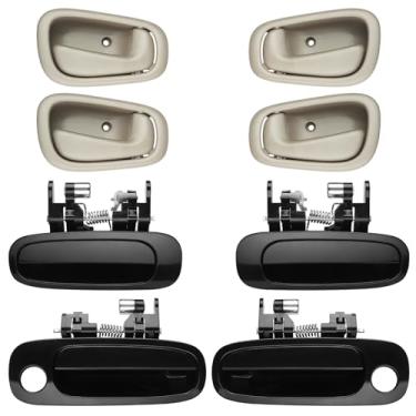 Imagem de TAYATUO Conjunto de maçanetas de porta compatível com Toyota Corolla Chevy Prizm 1998-2002 Interior, dianteiro externo, motorista traseiro esquerdo, lado direito do passageiro, pacote com 8