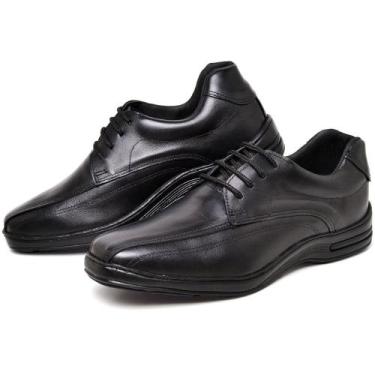 Imagem de Sapato Social Conforto Couro Masculino Palmilha EVA Acolchoada Solado 