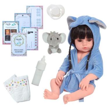 Imagem de Boneca Reborn Morena Corpo de Silicone Elefante Pelúcia - Cegonha Rebo