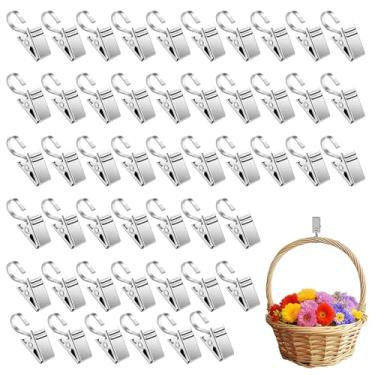 Imagem de Cabides de cortina com clipes, ganchos em S, clipes de cortina de 50 peças, suprimentos de exibição de arte, cabides de aço inoxidável para roupas, chapéus, faixas de cabelo