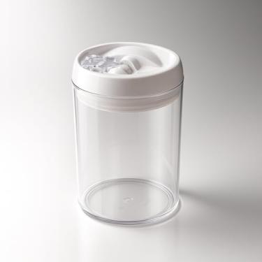 Imagem de Pote Hermético Redondo Tampa Branca Com Trava 1,5 Litros 17cm x 12cm Transparente Para Armazenamento de Alimentos Secos e Líquidos