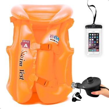 Imagem de Kit Colete Criança Piscina + Bomba Encher Capa Prova D'água-Unissex