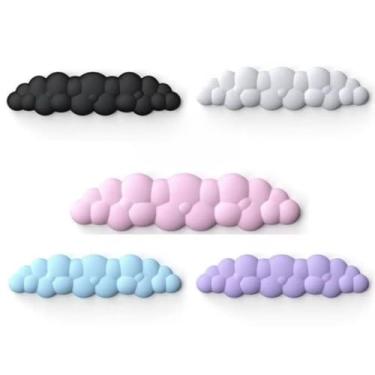 Imagem de Apoio de Pulso Teclado, Confortável Tapete de Descanso para O Pulso Do Mouse em Forma de Nuvem Teclado Almofada de Apoio(Nuvem longo,Branco)