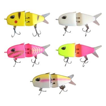 Imagem de Isca deslizante de pesca | Isca de deslizamento lento para pesca de afundamento - Ganchos de aço carbono articulados para nadadeira de borracha macia para peixe-gato Bluegill Pescador de água salgada