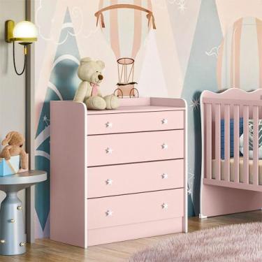 Imagem de Cômoda Doce Sonho Com Trocador Mdp Qmovi, Rosa