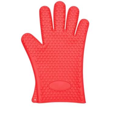 Imagem de Luva Térmica de Silicone Antiderrapante para Cozinha, Forno e Churrasco – Alta Resistência e Proteção Contra Queimaduras (Vermelho)