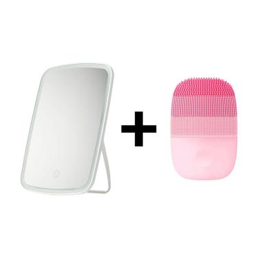 Imagem de Combo Espelho para Maquiagem + Aparelho de Limpeza Facial