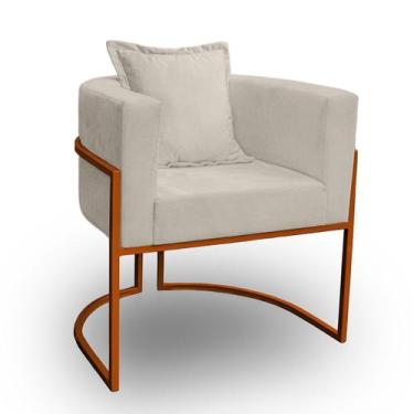 Imagem de Poltrona para Sala Base de Metal Bronze Reforçada Liz Veludo - LH Deco
