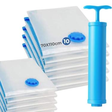Imagem de 【Cozena】- Kit 10 Sacos a Vácuo - 70x110 com Bomba Manual Armazenamento Inteligente e Economia de Espaço