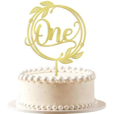 Imagem de VQOUZVSR First Birthday Golden mirror acrylic Cake Topper-1st baby birthday Party Cake Decorating Supplies, Suitable for Baby Shower Favors,Baby Gender Reveal