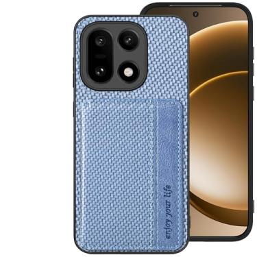 Imagem de Futanwei Capa carteira para OnePlus 15 com suporte para cartão | Capa para celular OnePlus 15 [design padrão de fibra de carbono][2 compartimentos para cartão de crédito embutidos] [Fecho magnético