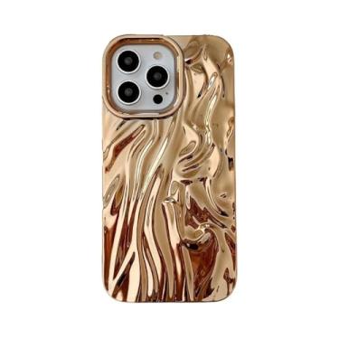 Imagem de Capa prateada com padrão plissado 3D eletroplaqueado para iPhone 17 16 15 14 13 12 11 Pro Max 14 Pro Max, capa macia e resistente a impactos, tamanho A2, para iPhone 16E