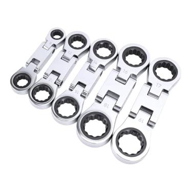 Imagem de KIMISS Conjunto de Chave de Catraca Curta Métrica 8 19mm Caixa Dupla Final Cabeça Flexível Profissional para Espaços Apertados Reparo Automotivo Aço Cromado Tungstênio 10 Peças