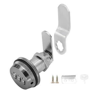 Imagem de Viiwahol Fechadura de armário com combinação de números, trava de câmera combo de 3,5 cm para armário/armário de arquivos, fechadura de gaveta de mesa sem chave (arma preta, 1 pacote)