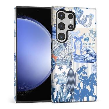 Imagem de TAMEFOX Capa para Samsung Galaxy S24 Ultra, capa protetora antiqueda contra arranhões para mulheres meninas - colagem de ondas de cowgirl costeira