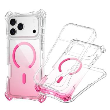 Imagem de Capa protetora 3 em 1 com airbag nos quatro cantos para iPhone 17, 14, 15 Plus, 13, 12 Pro Max, com ímã e efeito degradê (para iPhone 16 Pro Max/Rosa Degradê)