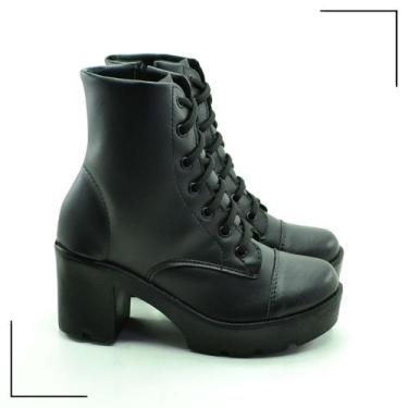 Imagem de Bota Coturno Ziper Salto Alto FootFlex Leve Confortável - FootFlex Cal