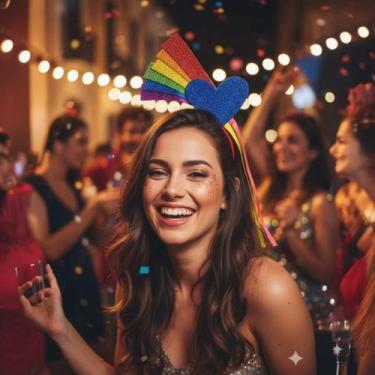 Imagem de Tiara Feminina Acessório Cabeça Carnaval Enfeites Coloridos - Lika Bij