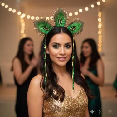 Imagem de Tiara Feminina Acessório Cabeça Carnaval Enfeites Coloridos - Lika Bij
