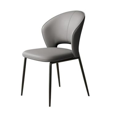 Imagem de Cadeiras de jantar de cozinha estofadas de meados do século moderno, sala de cozinha, sem braços, lado de couro sintético com parte traseira para sala de jantar (cinza)