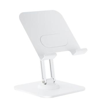 Imagem de Diydeg Suporte para Tablet para Mesa, Suporte para Tablet de Mesa Dobrável Ajustável Em Liga de Alumínio Com Base Giratória de 360 °, Almofadas de Silicone Antiderrapantes (Branco)