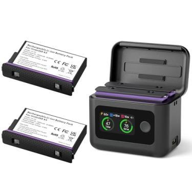 Imagem de Baterias Insta 360 X5 (2 unidades) com hub de carregamento rápido de 27 W, estojo de carregamento rápido duplo com visor LCD, hub de carregador bidirecional inteligente para Insta360 X5, mostra SOC da