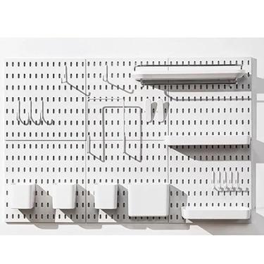 Imagem de Kit organizador de quadro modular - 6 painéis de parede de metal para armazenamento de ferramentas DIY e exibição de ornamentos, placas perfuradas versáteis, cor preta, perfeito para casa e oficina