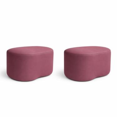 Imagem de Kit 2 Puff Feijão Curvo Orgânico Sala Redondo Confortável Moderno Suede Rose