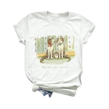 Imagem de Camiseta Feminina Com Estampa Animal, Manga Curta, Moda Fofa, Roupas D