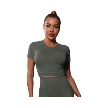 Imagem de Camiseta Esportiva Feminina Sem Costura - Ideal para Ioga, Fitness e T