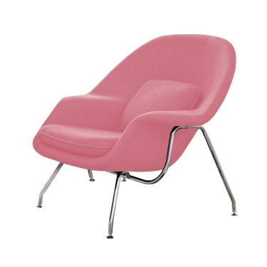 Imagem de Poltrona Womb Chair Sem Puff Cromada Linho Rosa