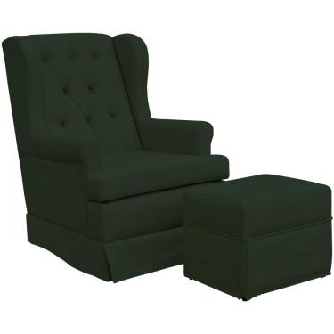 Imagem de Poltrona De Amamentação Com Puff Helena P02 Linho Espuma D26 Verde Lyam Decor