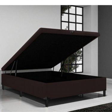 Imagem de Base Box Para Colchão Casal Com Baú Ita 1,38x1,88x0,45 Marrom