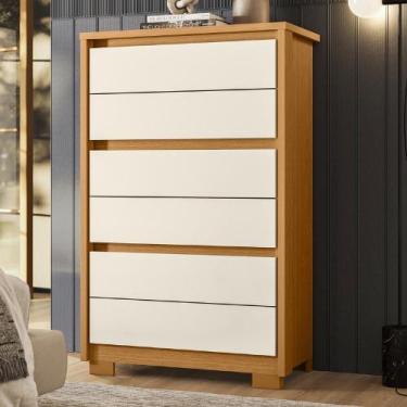 Imagem de Cômoda Quarto 79cm 6 Gavetas Ayron Cinamomo/Off A02 - Mpozenato