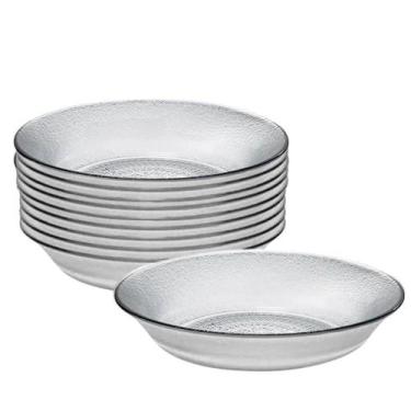 Imagem de Jogo 10 Prato Fundo De Vidro Acquamarine Transparente 19,5cm Class Hom