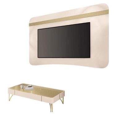 Imagem de Painel Suspenso Armony Off White Champanhe com Mesa de Centro Cadenza 