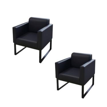 Imagem de Kit 2 Sofanetes Poltrona Loft Lisa para Recepção Preto