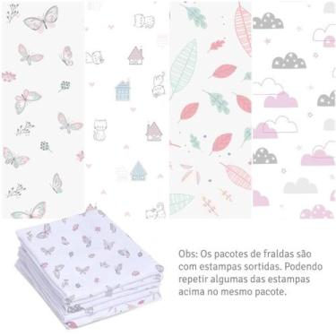 Imagem de Kit Fraldas de Pano Bebê Brancas e Estampadas - - PAPI