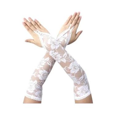 Imagem de Luvas Femininas Sensuais De Renda Sem Dedos Elásticas Para Proteção So