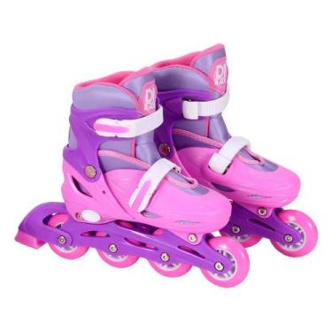 Imagem de Patins Inline Ajustável com Acessórios Rosa Tamanho G 38-41 - DMTOYS