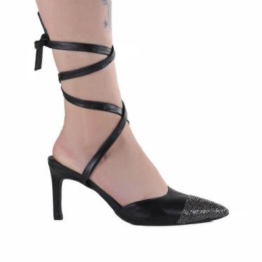 Imagem de Scarpin Feminino Zariff  Salto Fino Amarração 70876151, Preto, Grafite
