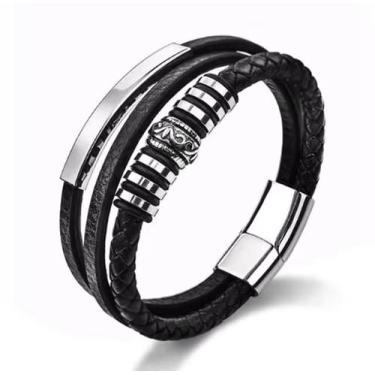 Imagem de Bracelete Pulseira Masculina Couro Luxo Minimalista Executiv - VINKIN,