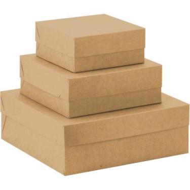 Imagem de Caixa para Presente com Tampa KRAFT PQ 16X16X7 Quadrada PCT.C/10 - Cri