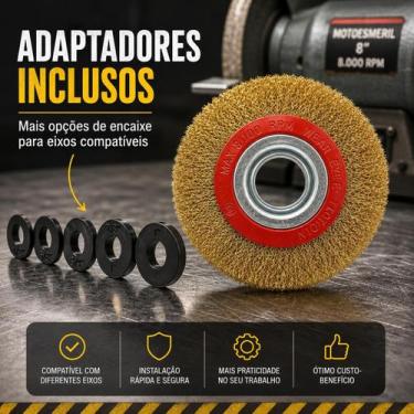 Imagem de Escova Rotativa Circular Latonada 6 X 1/2 Para Motoesmeril - OMEGA