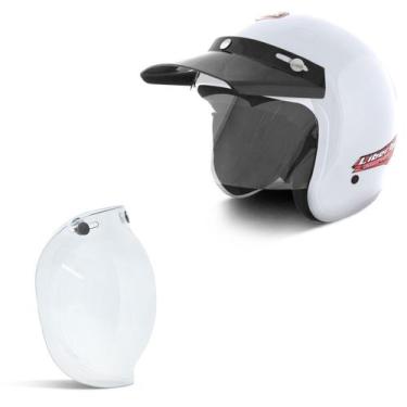 Imagem de Capacete Compact + Viseira Bubble - PRO TORK, BRANCO, 56