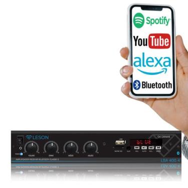 Imagem de Amplificador Receiver Som Ambiente Leson Bluetooth Usb 4 Canais LSA 40