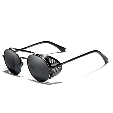 Imagem de Óculos de Sol Redondo Steampunk Kingseven Proteção Polarizados UV400 Anti-Reflexo N7550 (3)