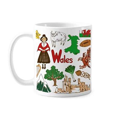 Imagem de Wales Landscap Caneca bandeira nacional do Reino Unido cerâmica xícara de porcelana café louça