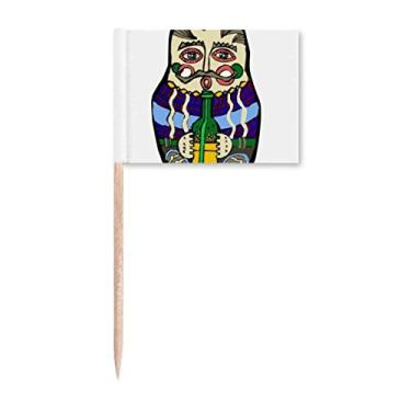 Imagem de Rússia russa Matryoshka bandeiras de palito de dente marcadoras para decoração de festa