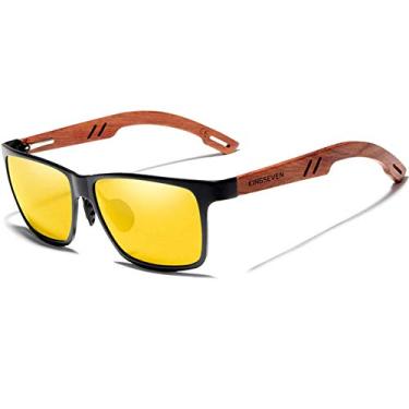 Imagem de Óculos de Sol Masculino Design Madeira Kingseven Polarizados com UV400 Espelho B5507 (C3)